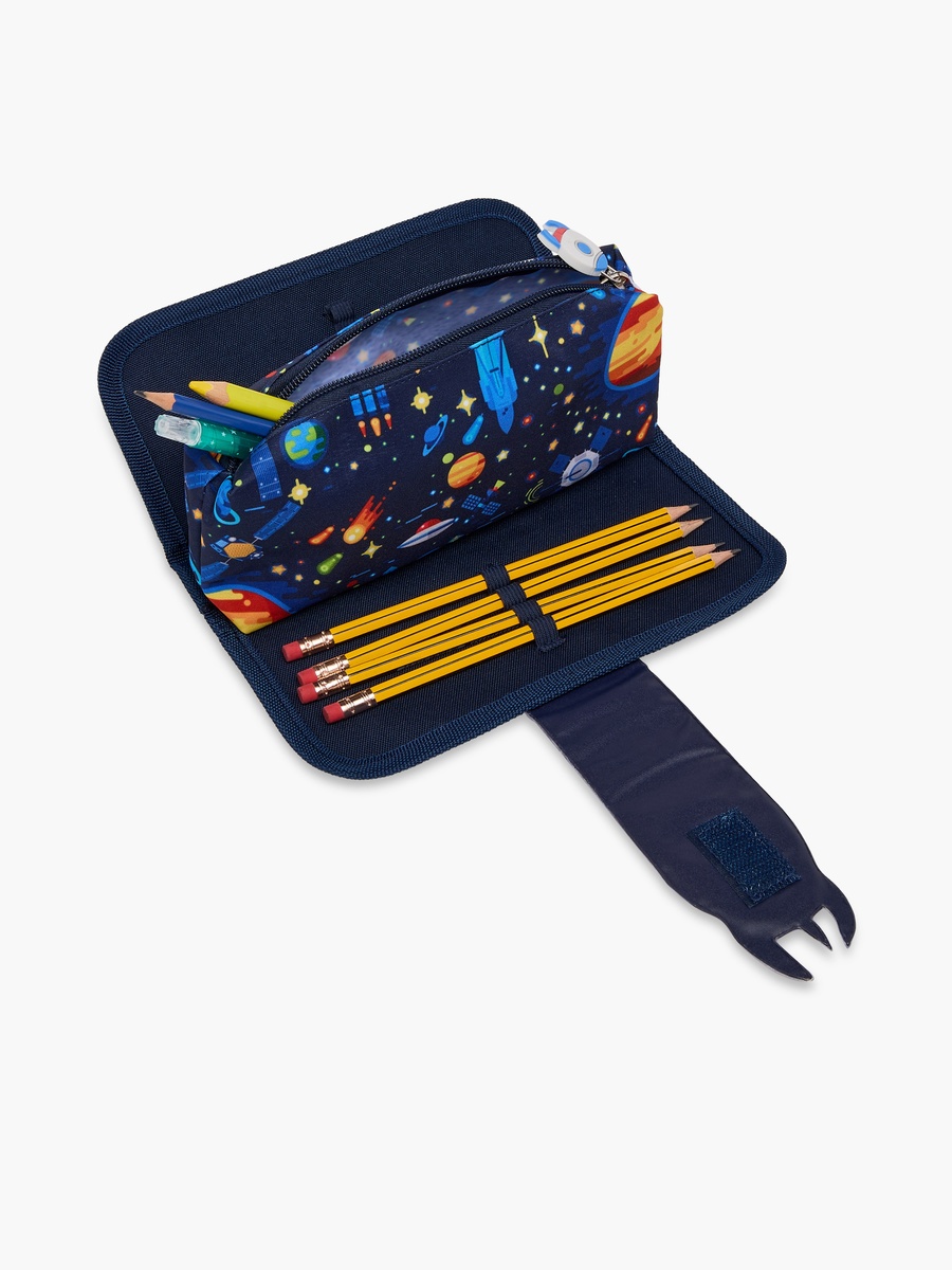 Spaceship Print Pencil Pouch with Zip Closure