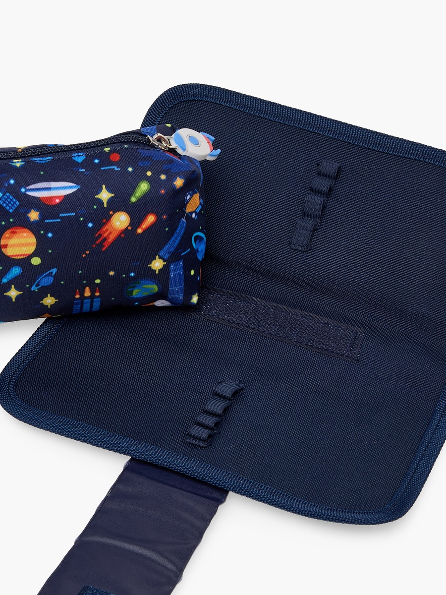 Spaceship Print Pencil Pouch with Zip Closure
