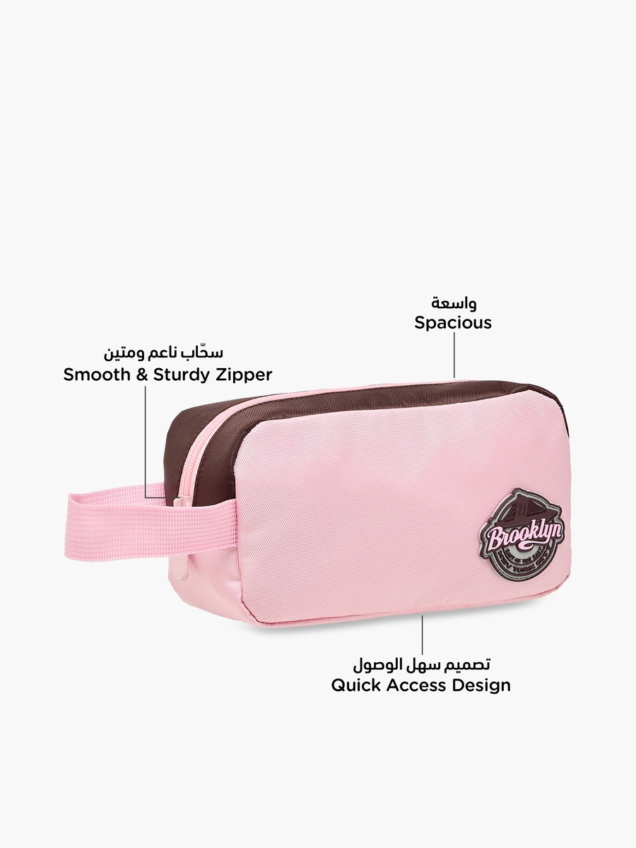 Applique Detail Pencil Pouch with Zip Closure