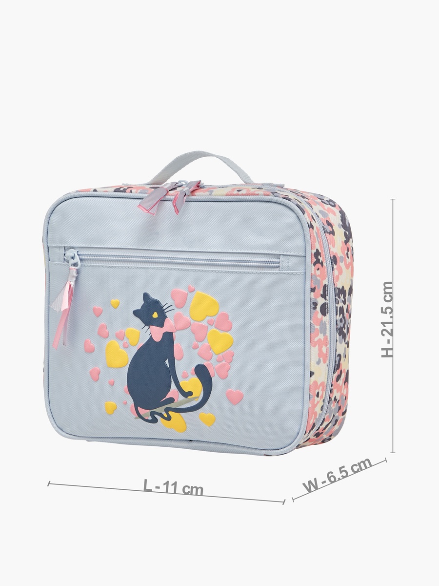 Cat Print Lunch Bag with Zip Closure