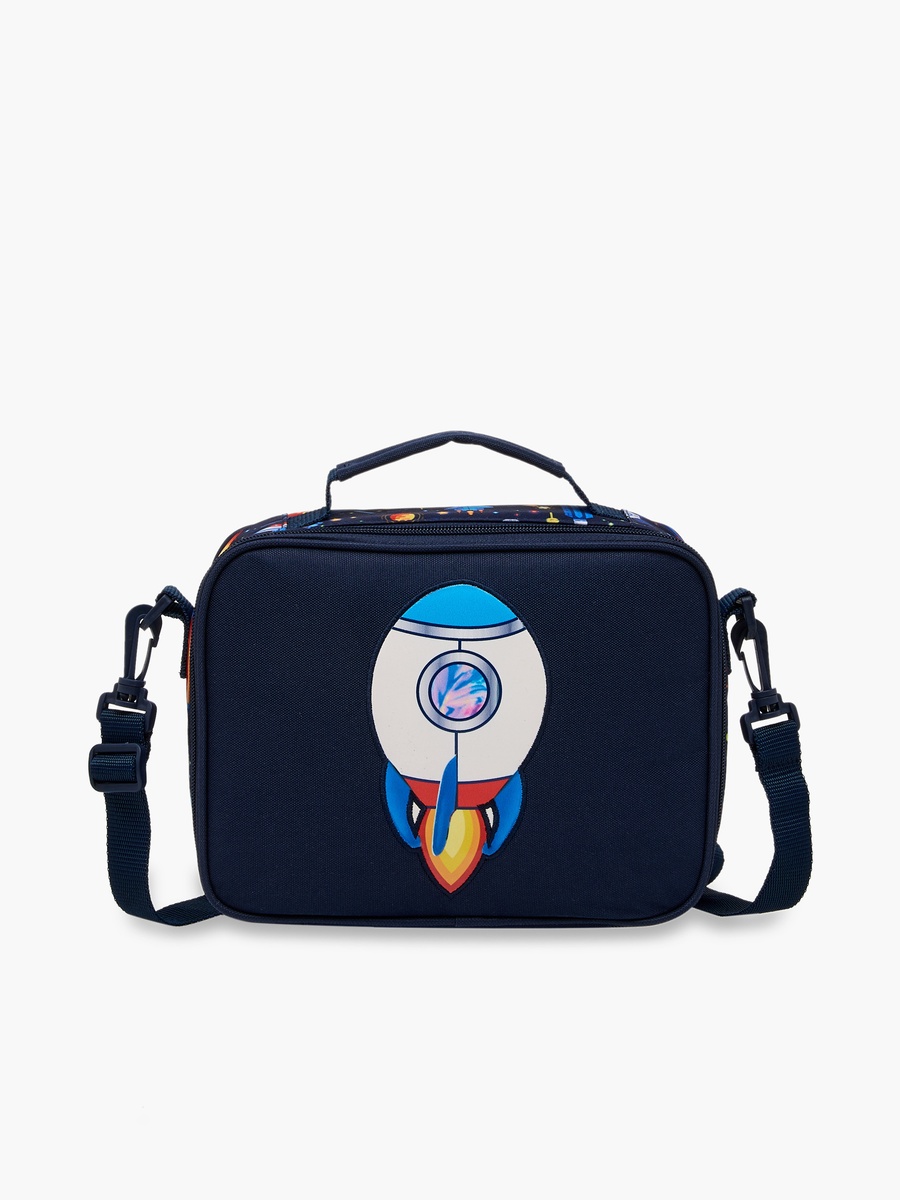 Spaceship Print Lunch Bag with Zip Closure