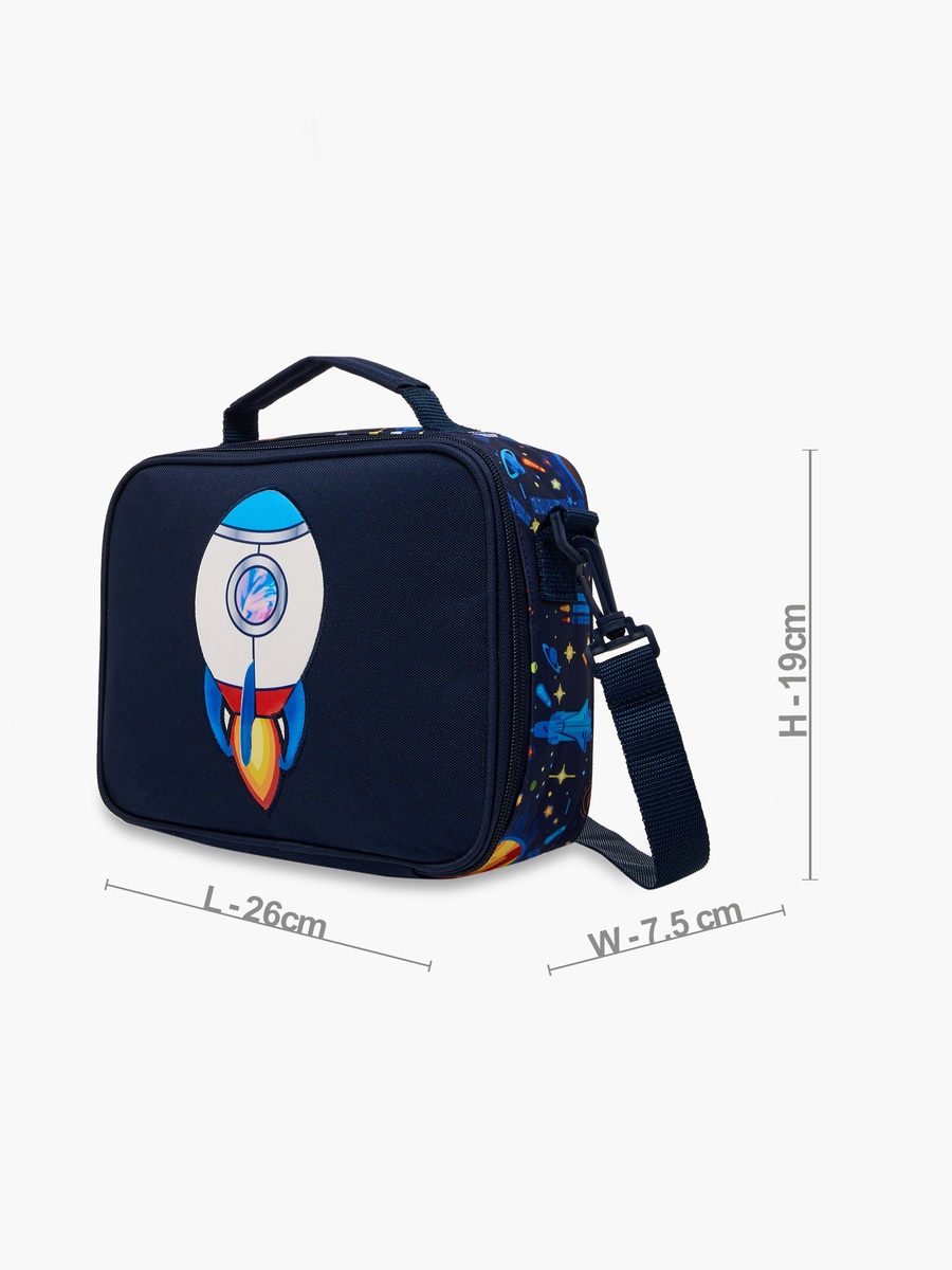Spaceship Print Lunch Bag with Zip Closure