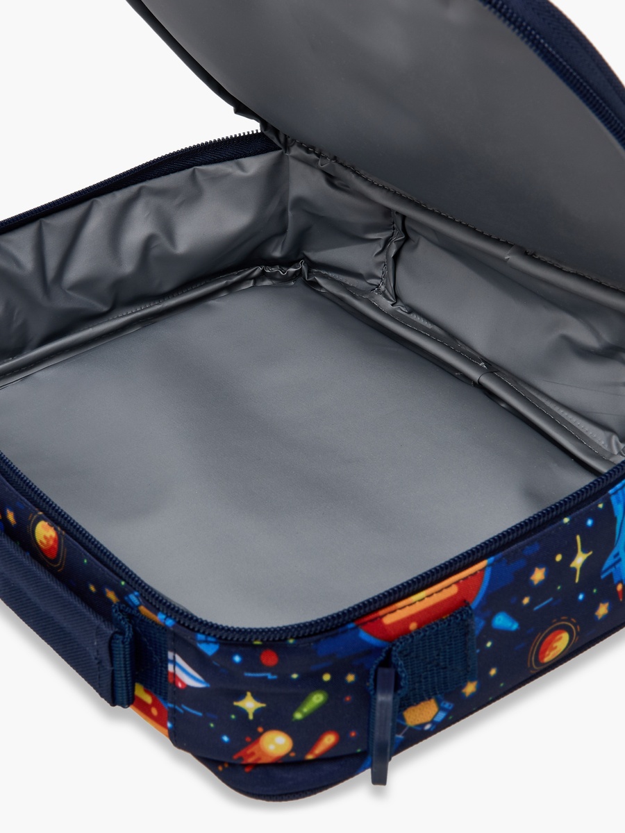 Spaceship Print Lunch Bag with Zip Closure