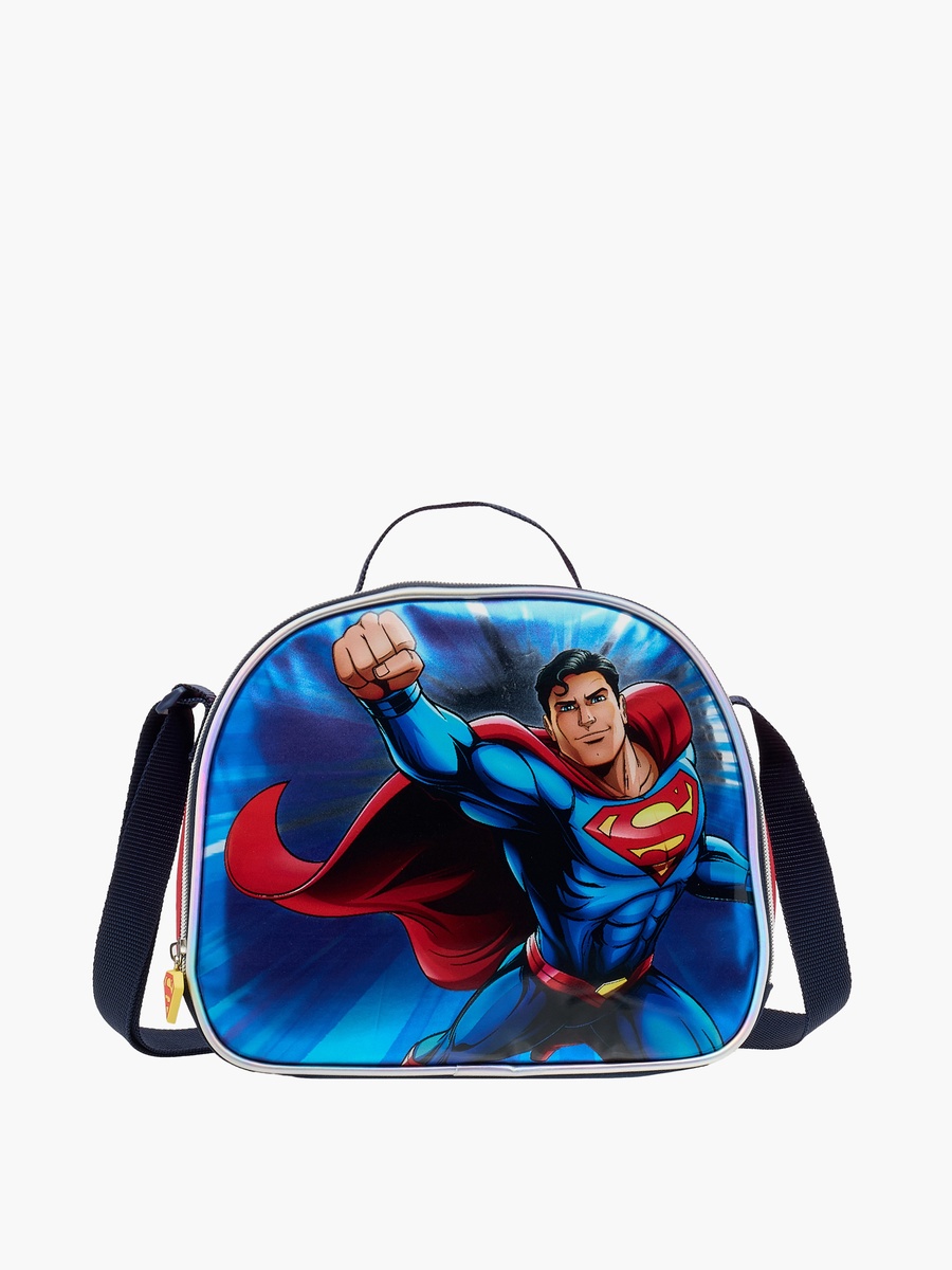 Superman Print Lunch Bag with Zip Closure