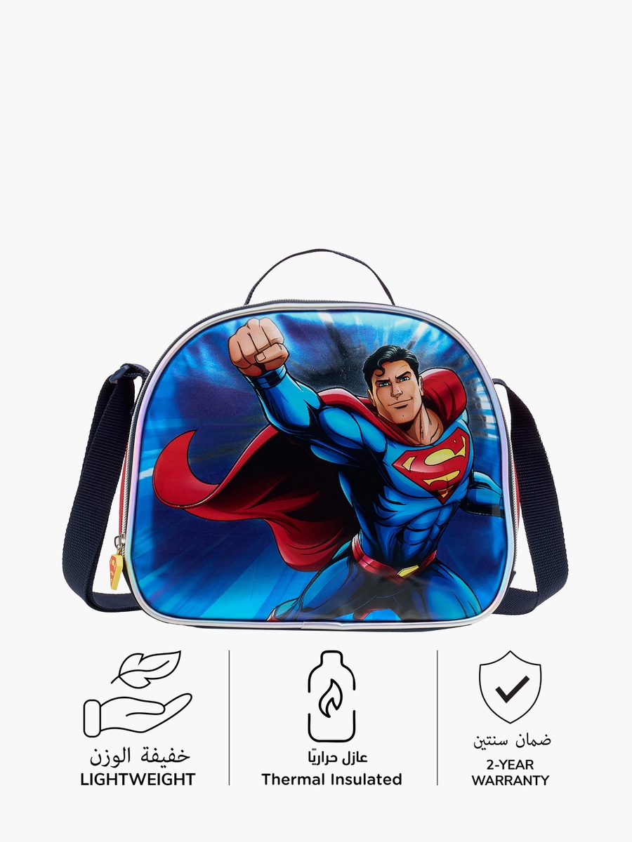 Superman Print Lunch Bag with Zip Closure