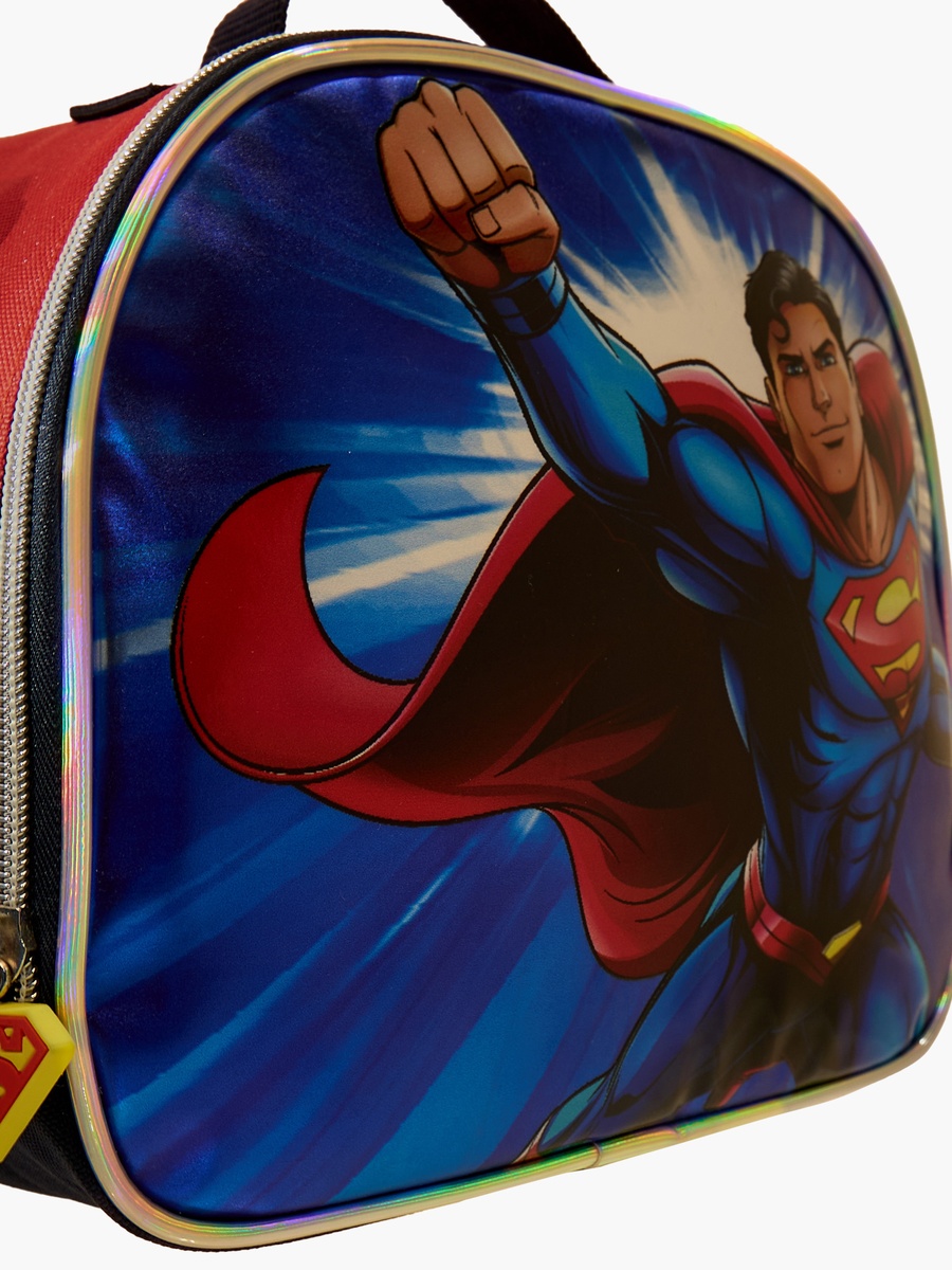 Superman Print Lunch Bag with Zip Closure