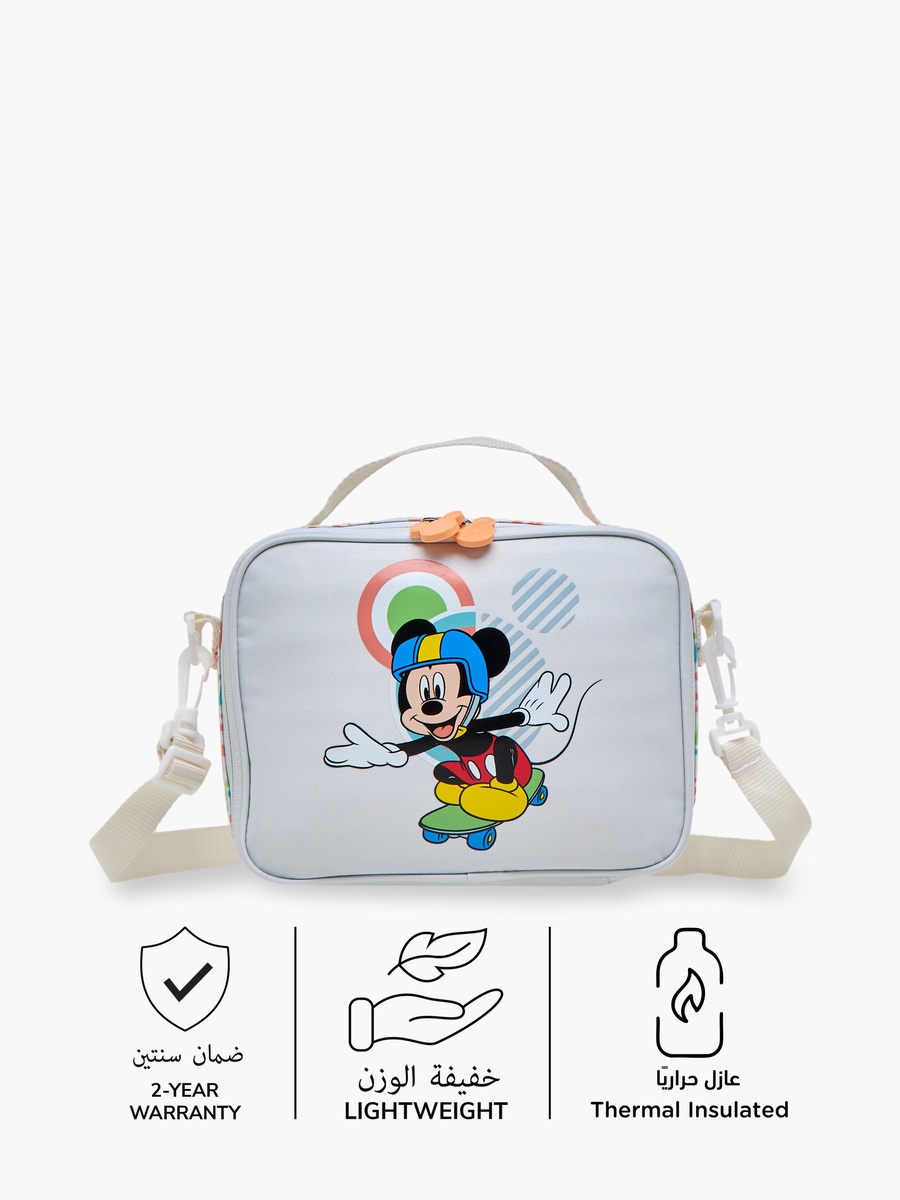 Mickey Mouse Print Lunch Bag with Zip Closure