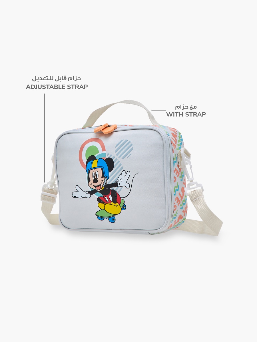 Mickey Mouse Print Lunch Bag with Zip Closure