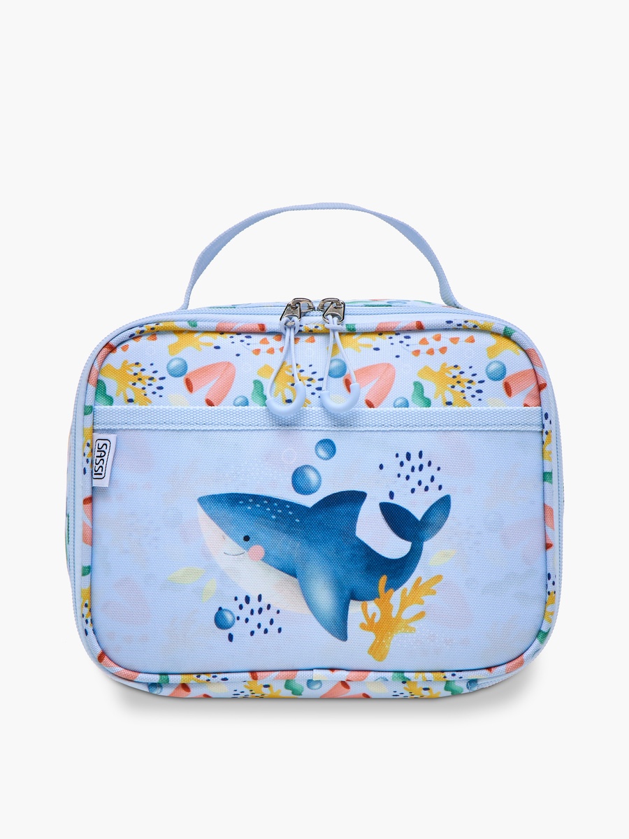 Shark Print Lunch Bag with Zip Closure