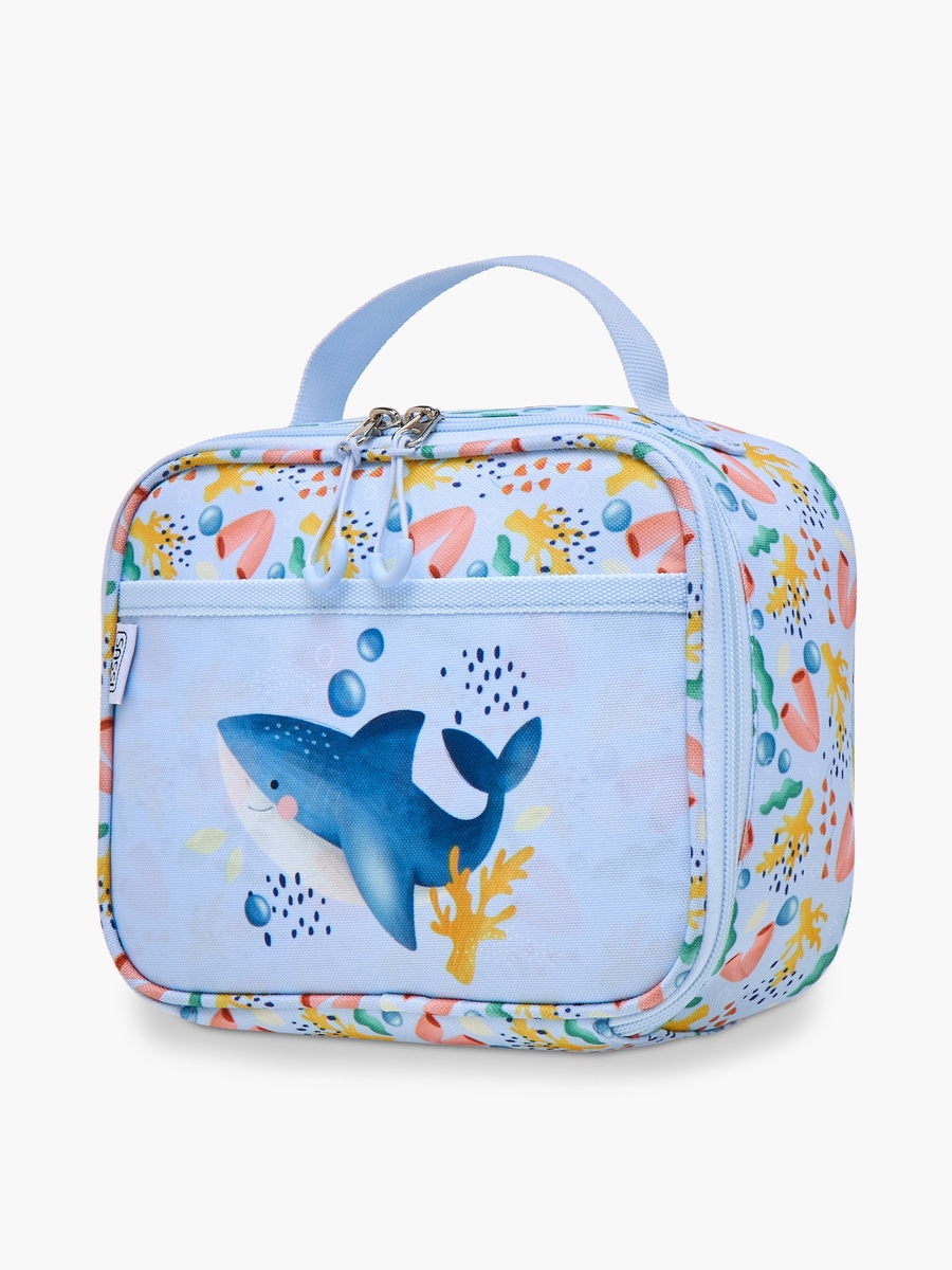 Shark Print Lunch Bag with Zip Closure
