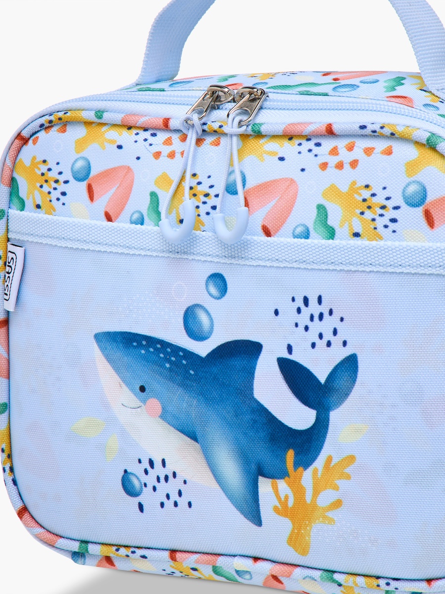 Shark Print Lunch Bag with Zip Closure