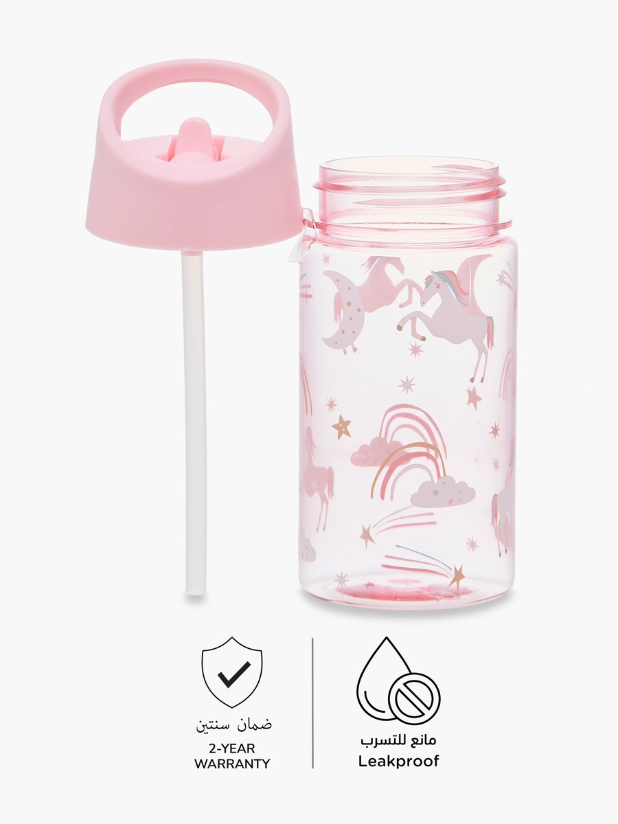 Unicorn Print Water Bottle - 430 ml