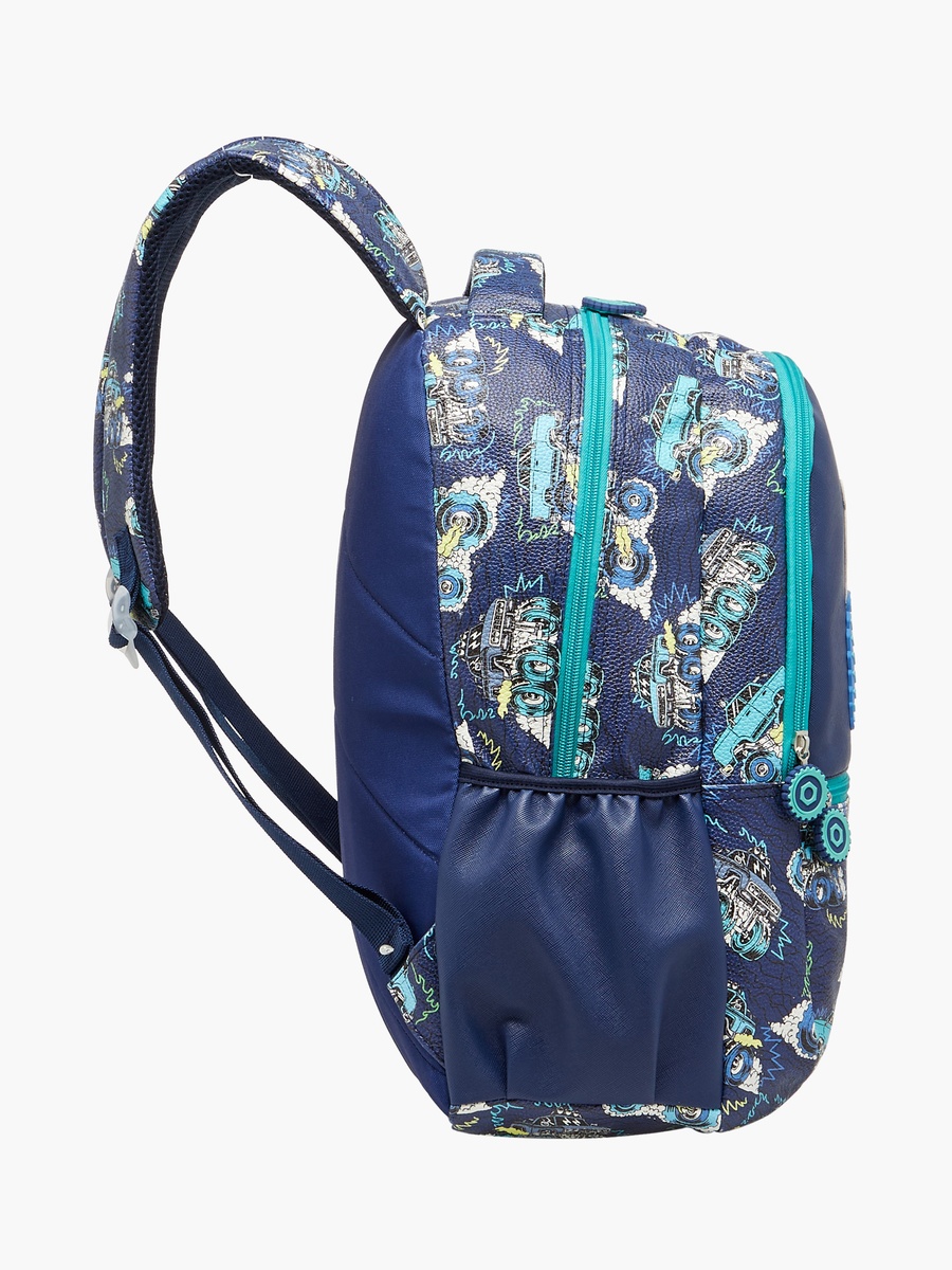 Monster Vehicle Print Backpack with Zip Closure - 16 inches