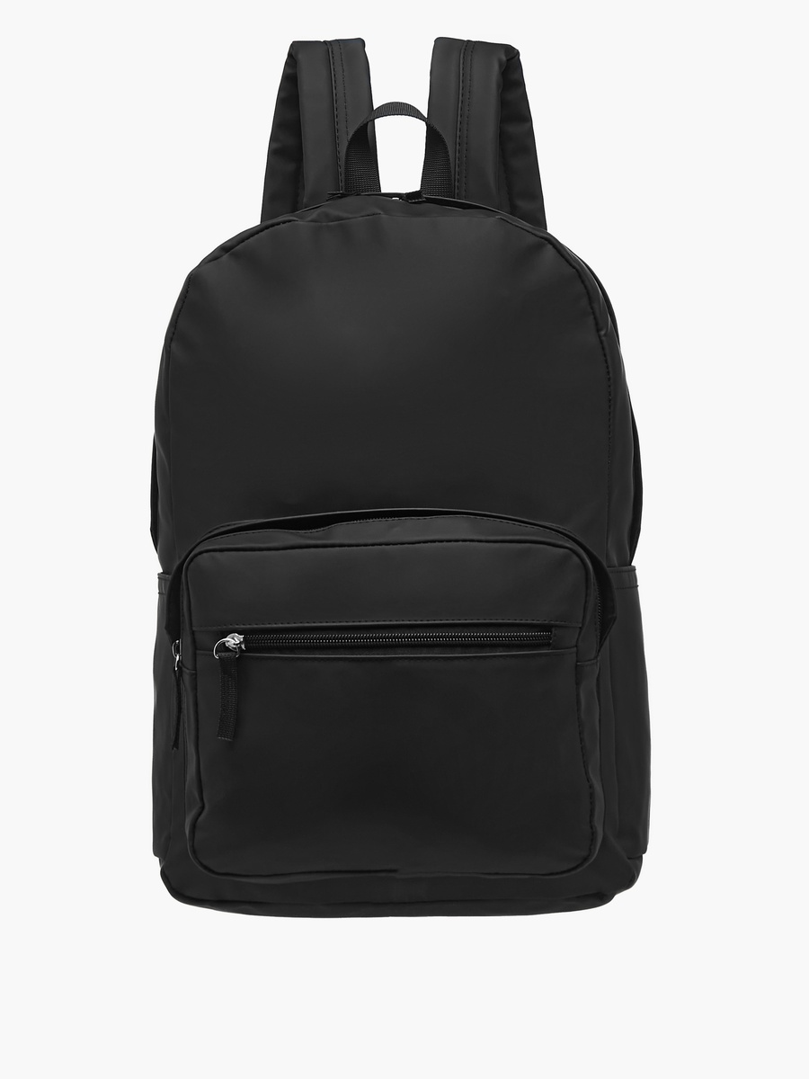 Solid Backpack with Adjustable Straps and Zip Closure - 17 inches
