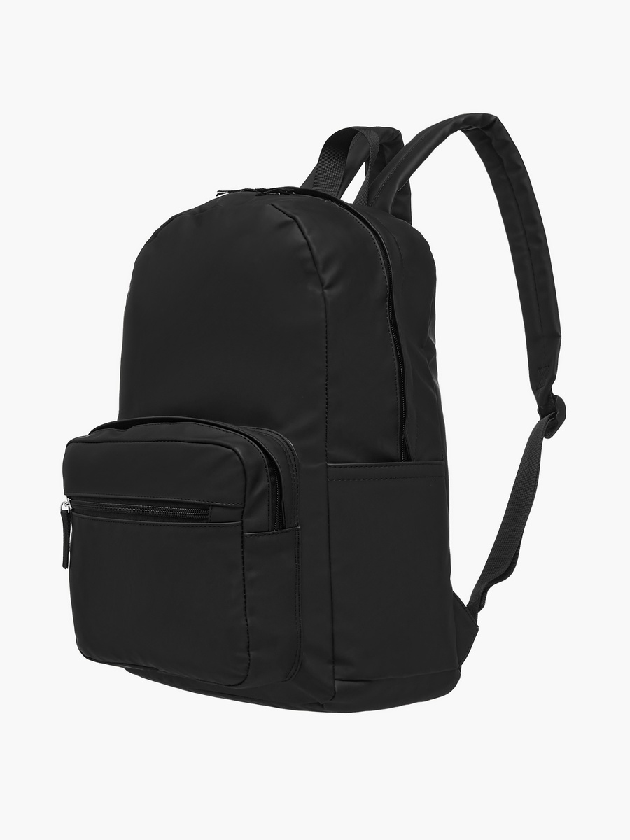 Solid Backpack with Adjustable Straps and Zip Closure - 17 inches