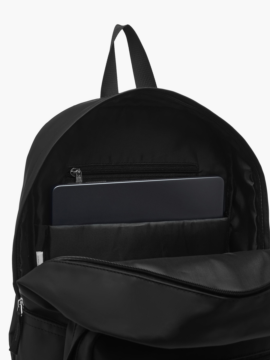 Solid Backpack with Adjustable Straps and Zip Closure - 17 inches