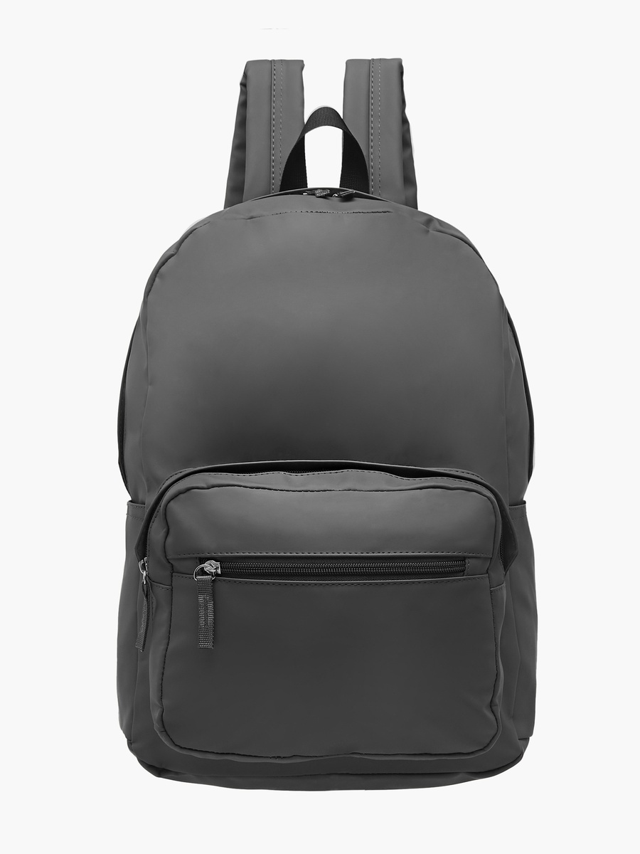 Solid Backpack with Adjustable Straps and Zip Closure - 17 inches