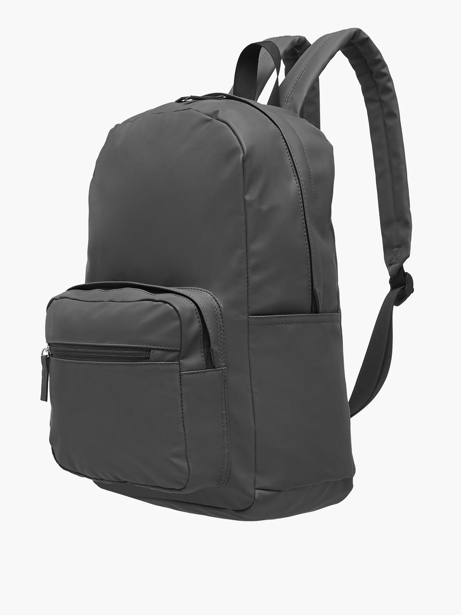 Solid Backpack with Adjustable Straps and Zip Closure - 17 inches