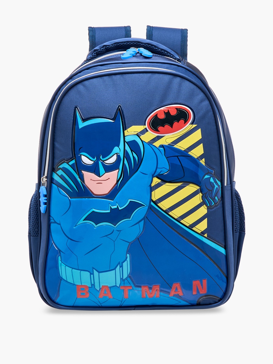 Batman Print Backpack with Adjustable Straps and Zip Closure - 16 inches