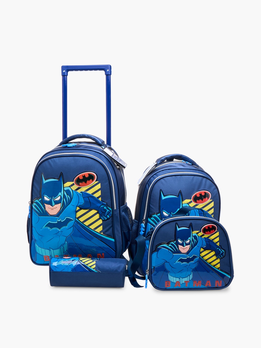 Batman Print Backpack with Adjustable Straps and Zip Closure - 16 inches