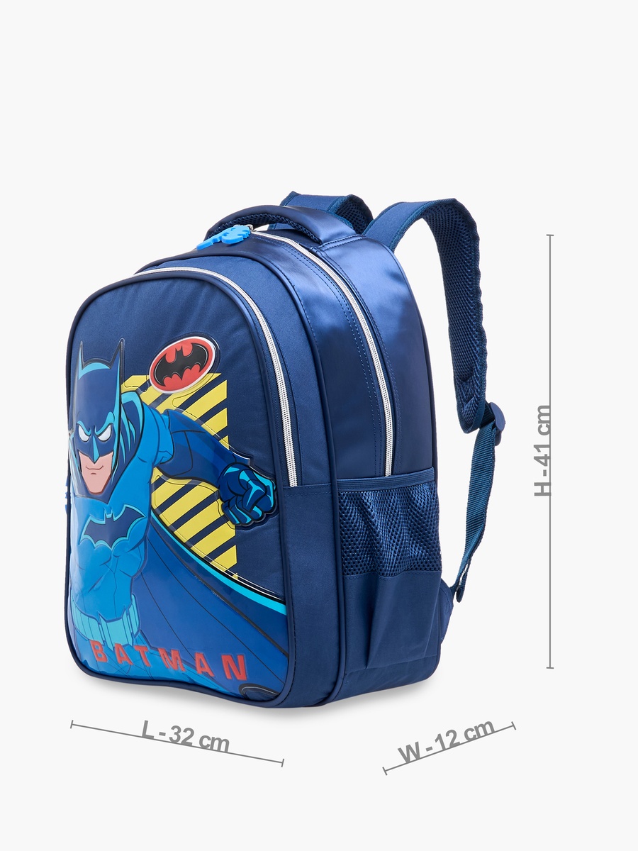 Batman Print Backpack with Adjustable Straps and Zip Closure - 16 inches