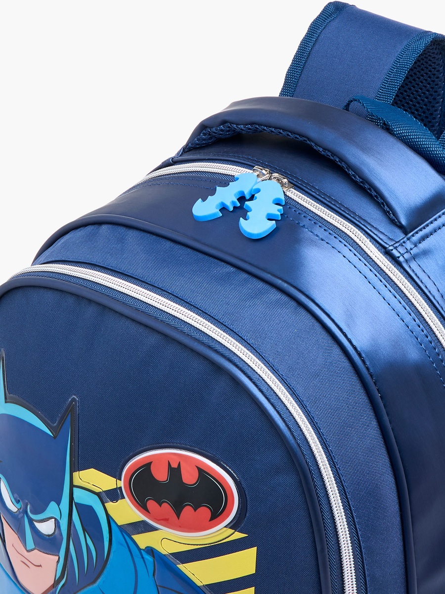 Batman Print Backpack with Adjustable Straps and Zip Closure - 16 inches