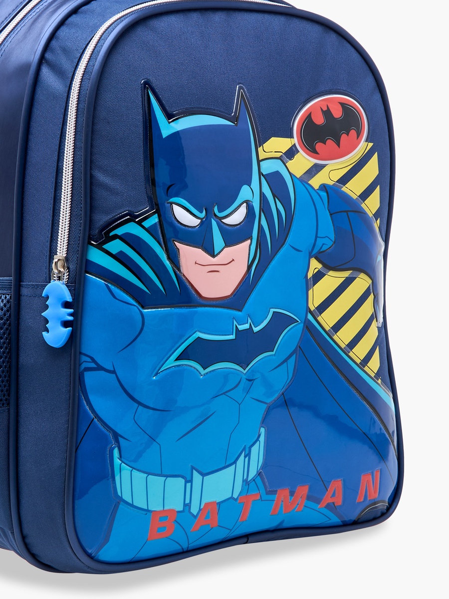Batman Print Backpack with Adjustable Straps and Zip Closure - 16 inches