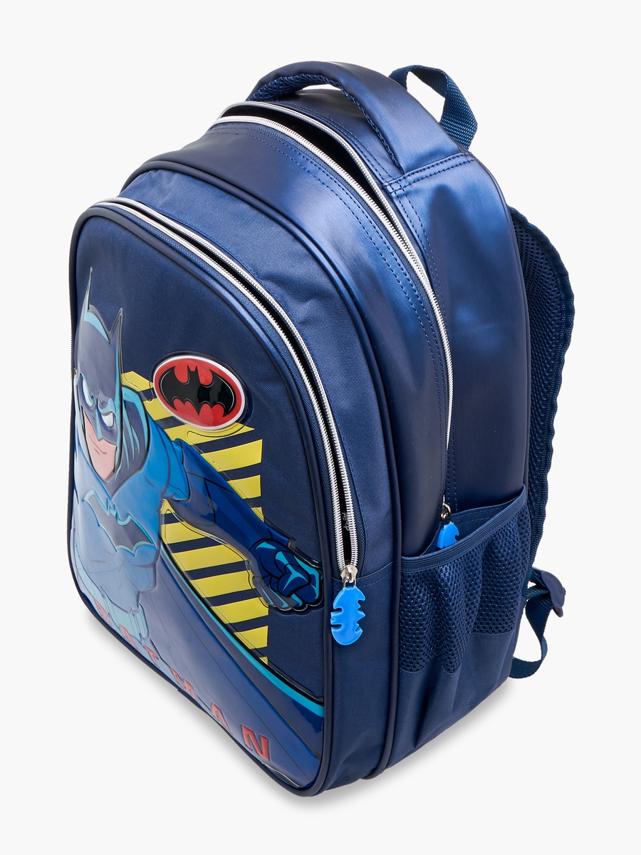 Batman Print Backpack with Adjustable Straps and Zip Closure - 16 inches