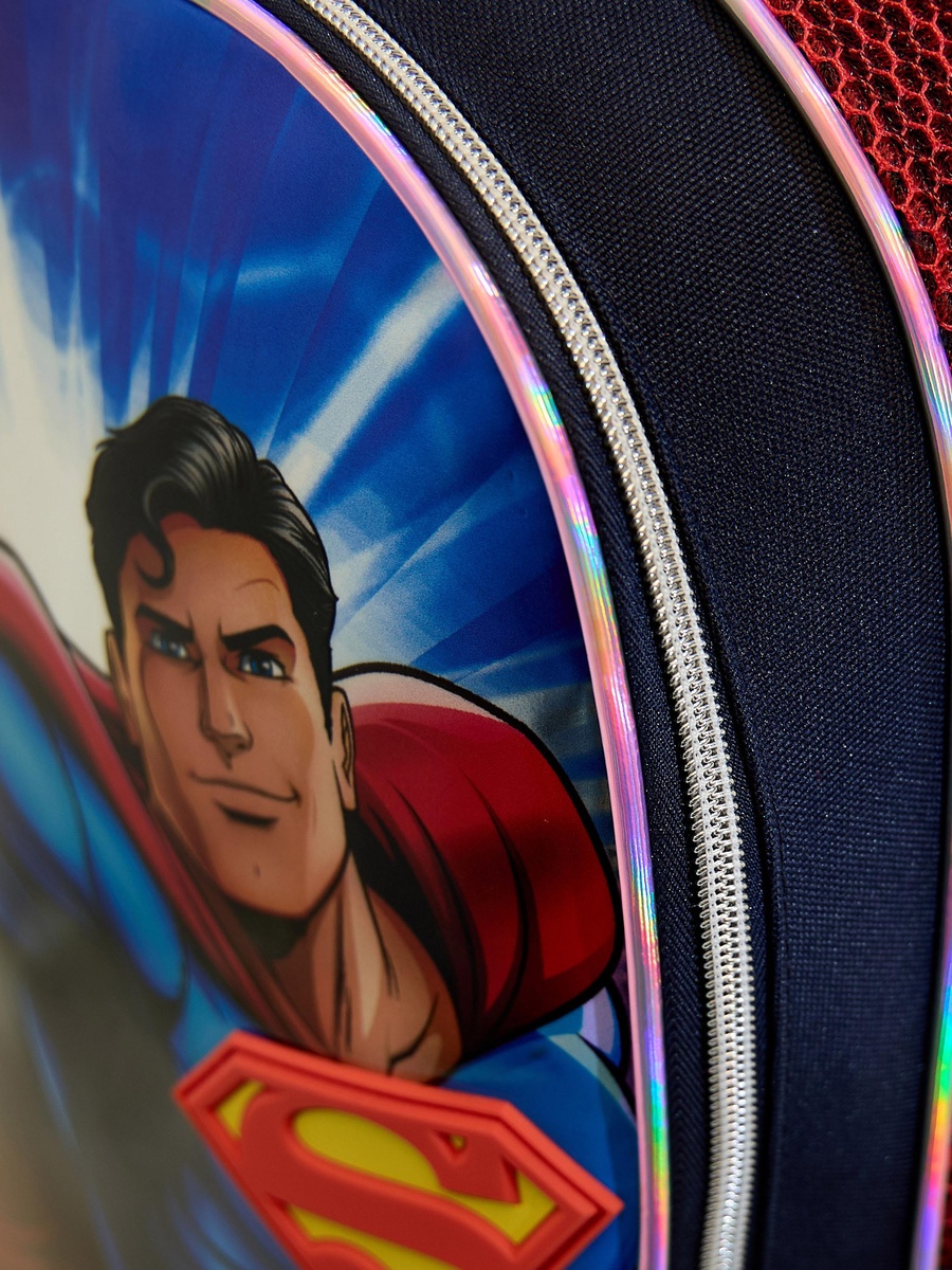 Superman Print Backpack with Adjustable Shoulder Straps and Zip Closure - 16 inches