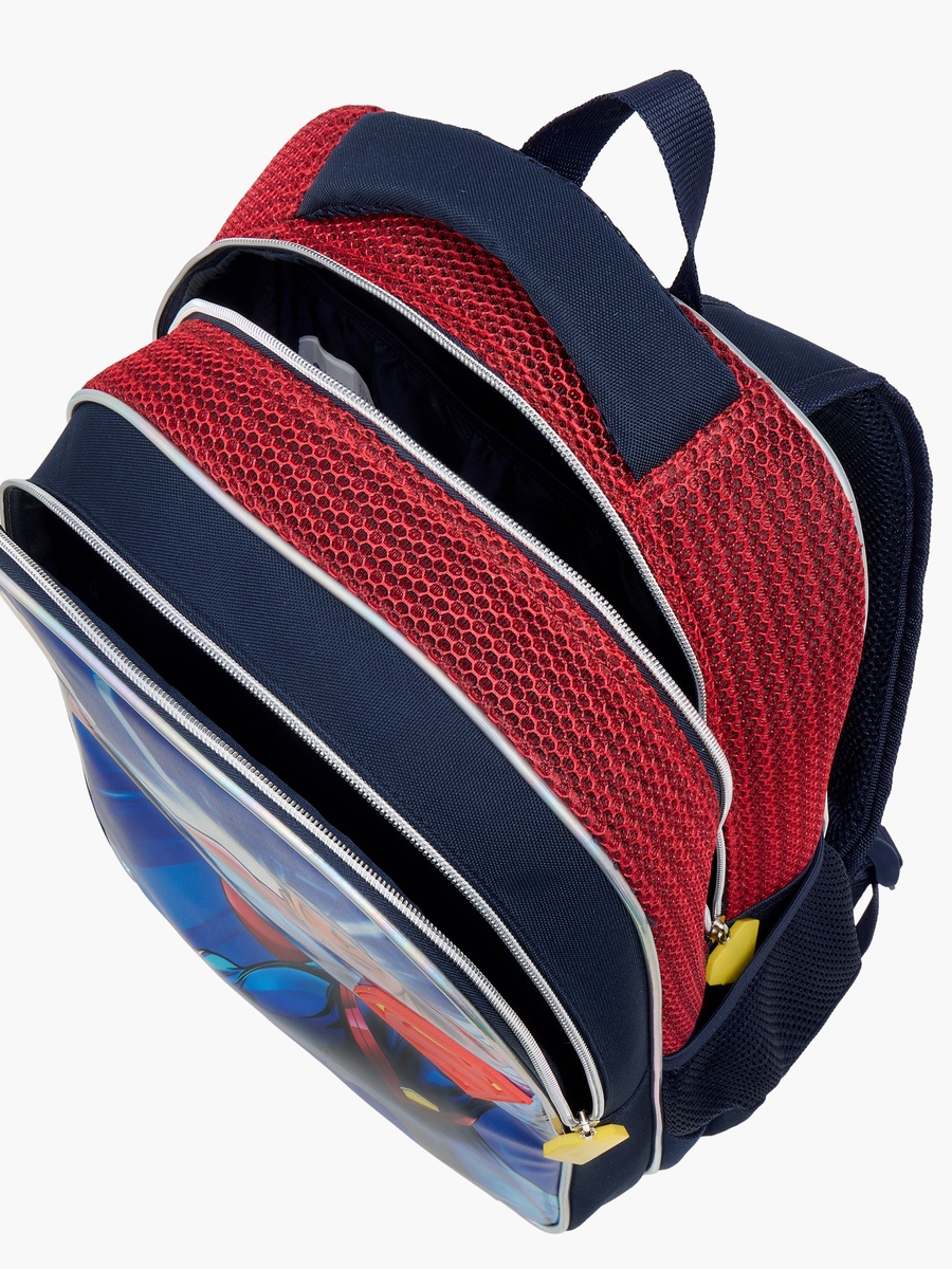 Superman Print Backpack with Adjustable Shoulder Straps and Zip Closure - 16 inches