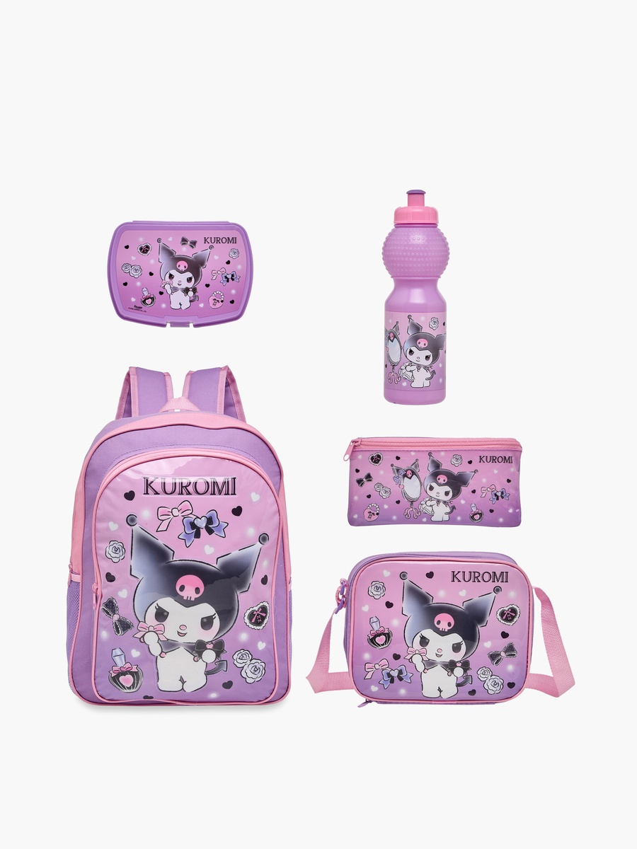 Hello Kitty Kuromi Print 5-Piece Backpack Set - 16 inches