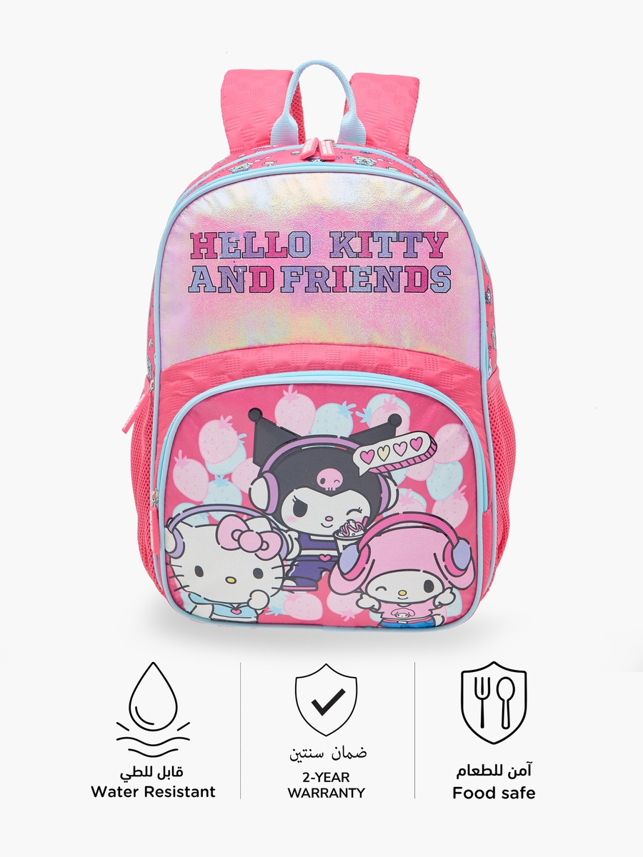 Hello Kitty and Friends Print Backpack with Adjustable Shoulder Straps and Zip Closure