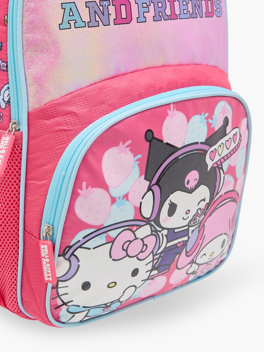 Hello Kitty and Friends Print Backpack with Adjustable Shoulder Straps and Zip Closure