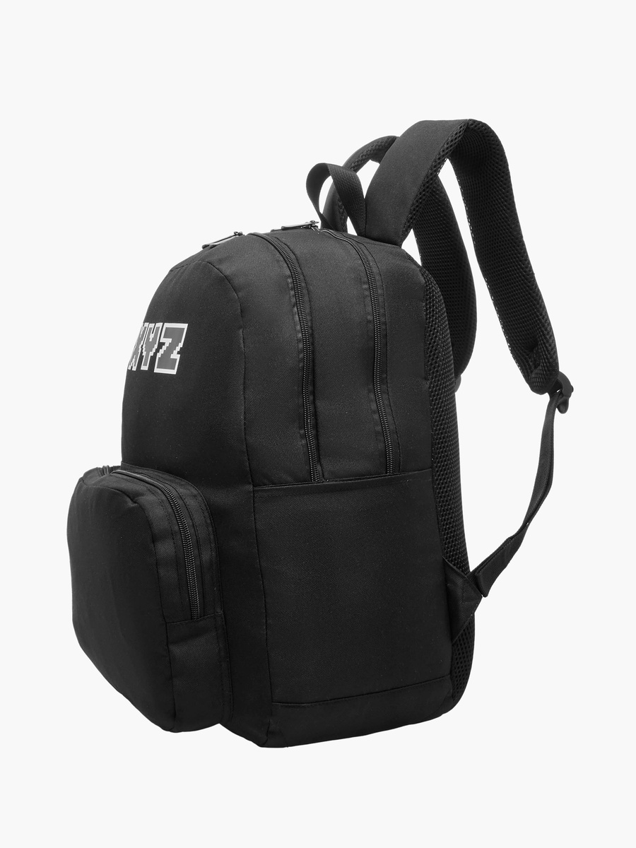 Logo Print Backpack with Adjustable Straps and Zip Closure - 18 inches