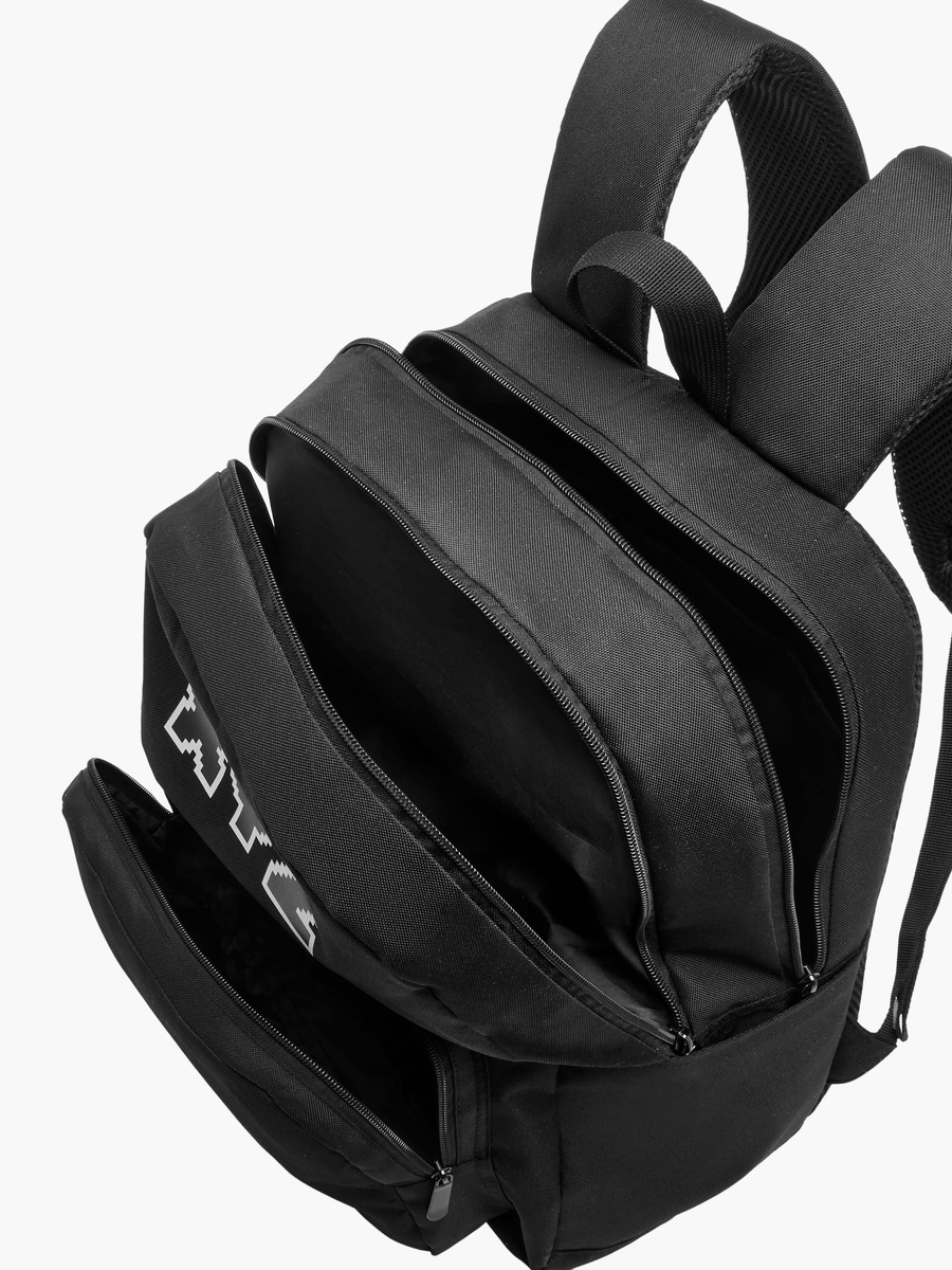 Logo Print Backpack with Adjustable Straps and Zip Closure - 18 inches