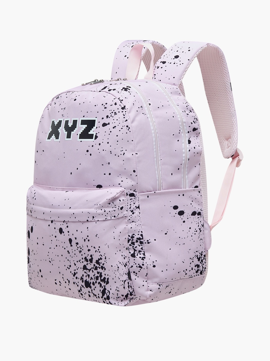 Printed Backpack with Adjustable Straps and Zip Closure - 18 inches