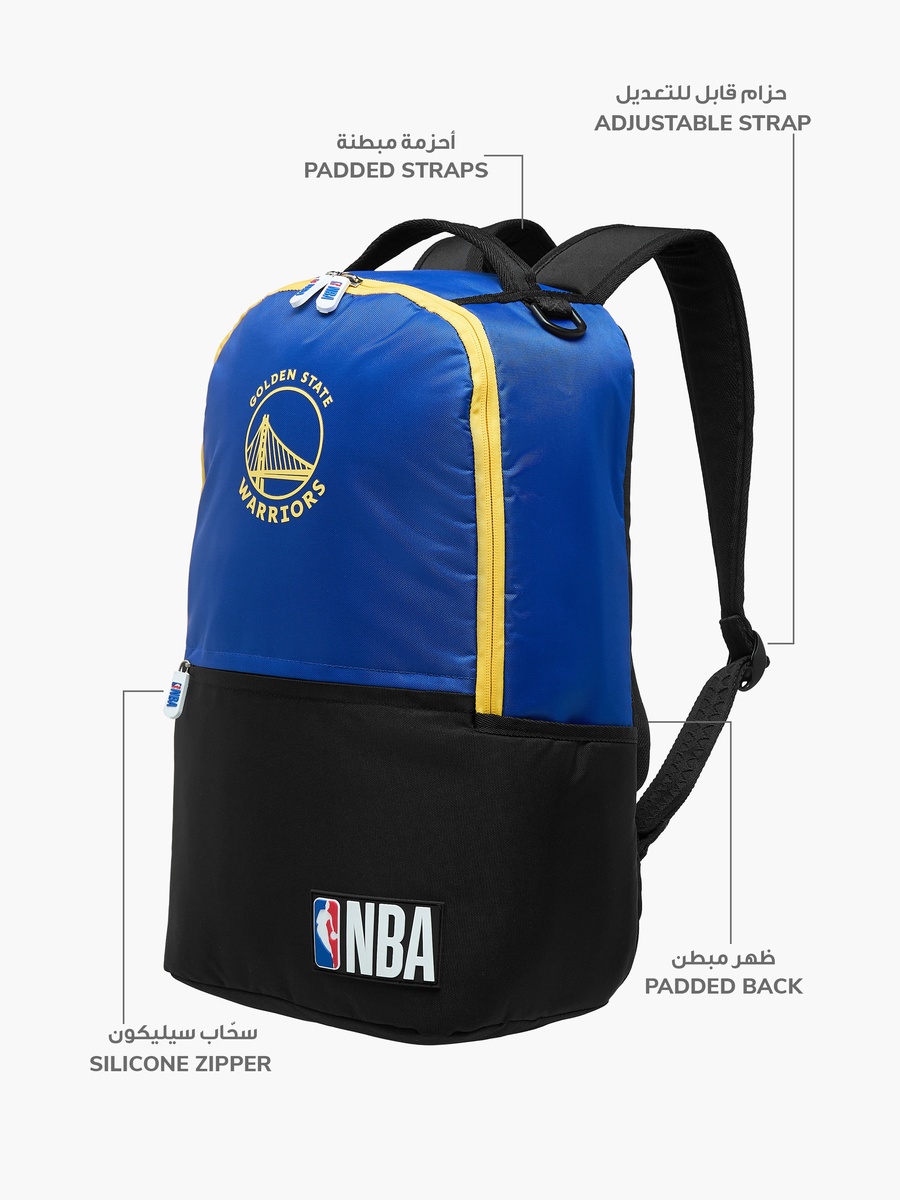 The Golden State Warriors Logo Detail Backpack with Zip Closure - 18 inches