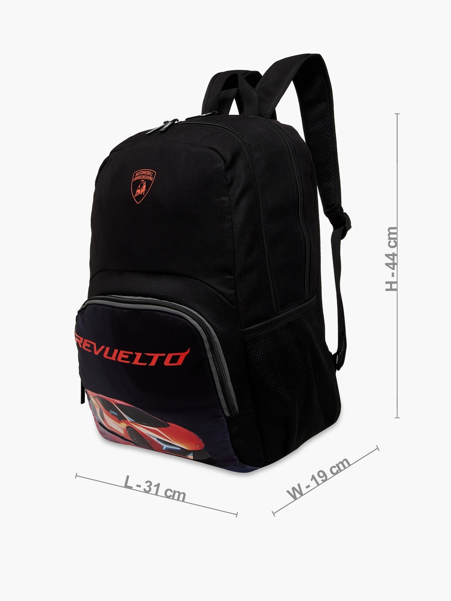 Logo Print Backpack with Adjustable Straps and Zip Closure - 17 inches