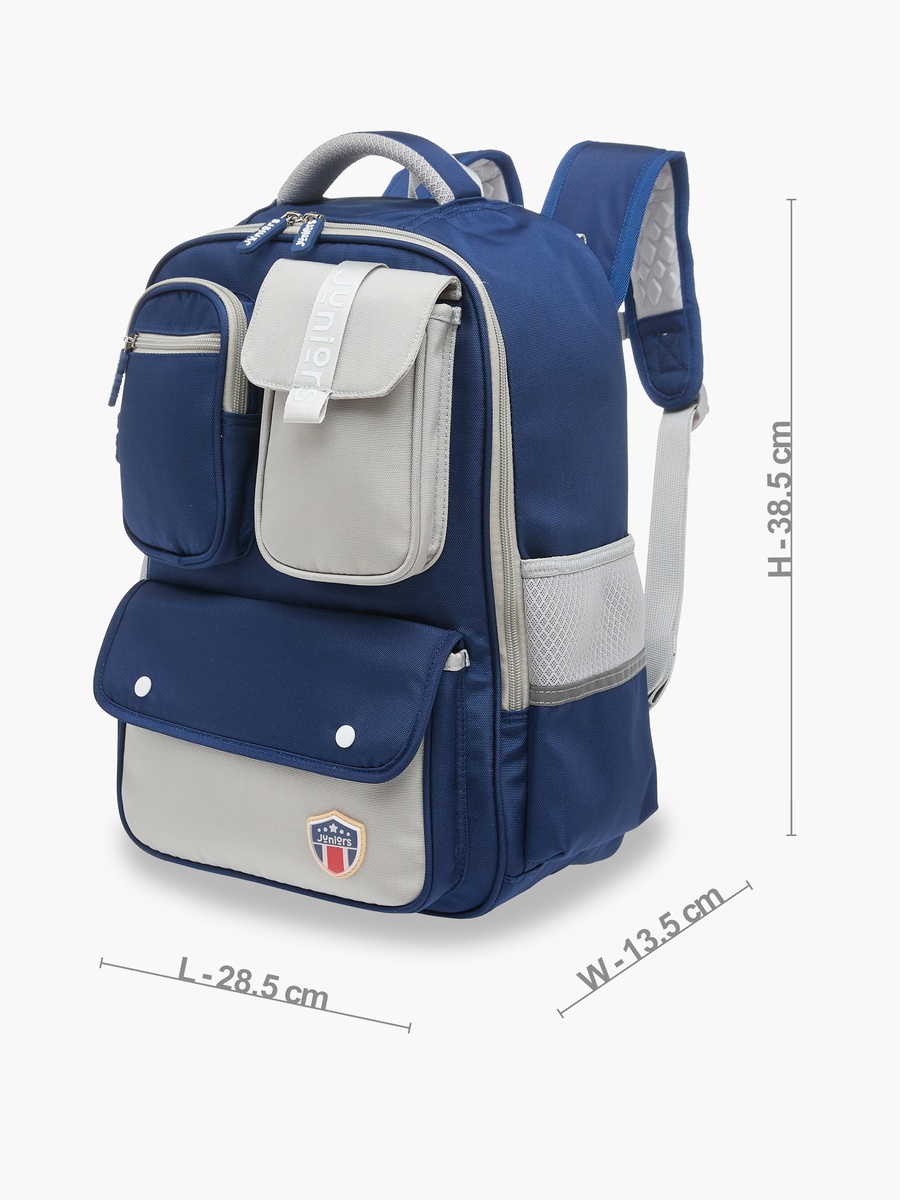 Colourblock Backpack with Adjustable Straps and Zip Closure - 16 inches