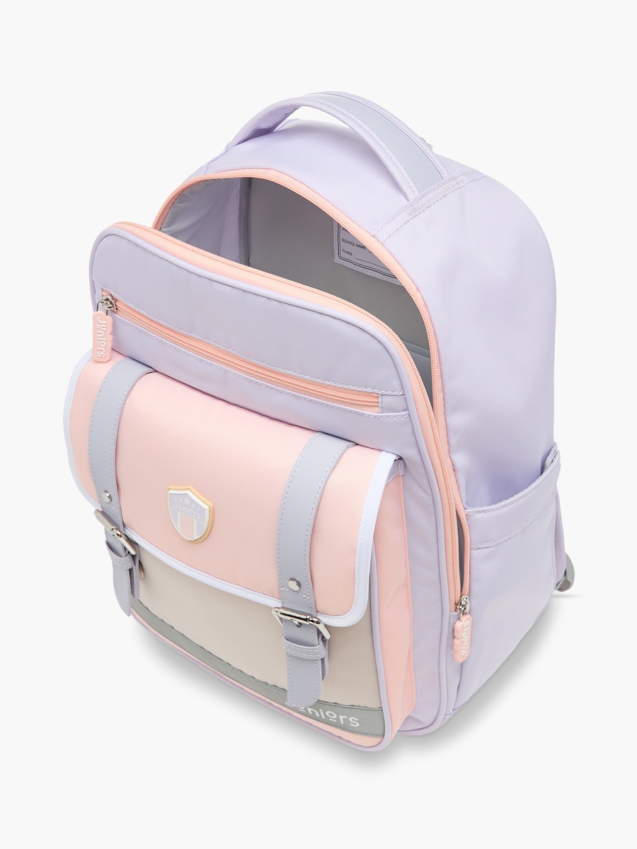Colourblock Backpack with Adjustable Straps and Zip Closure - 15 inches