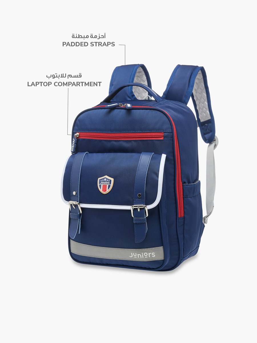 Logo Detail Backpack with Adjustable Straps and Zip Closure - 15 inches