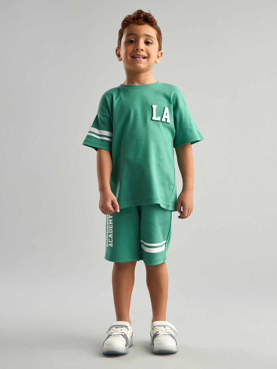 Varsity Print T-Shirt and Shorts Set