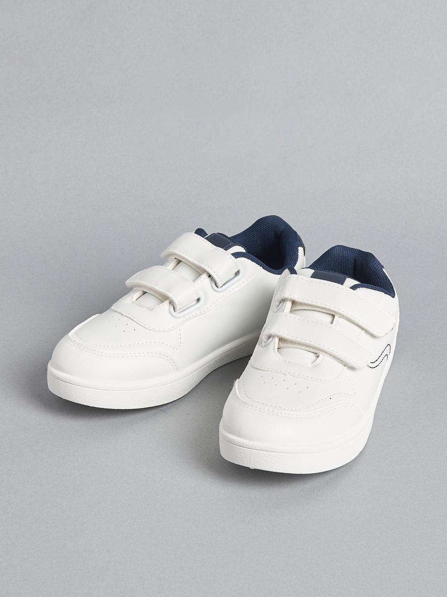 Panelled School Shoes with Hook and Loop Closure