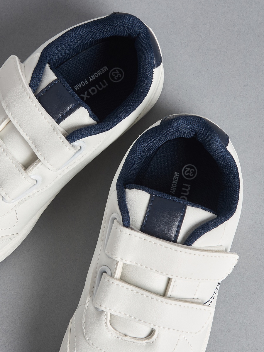 Panelled School Shoes with Hook and Loop Closure
