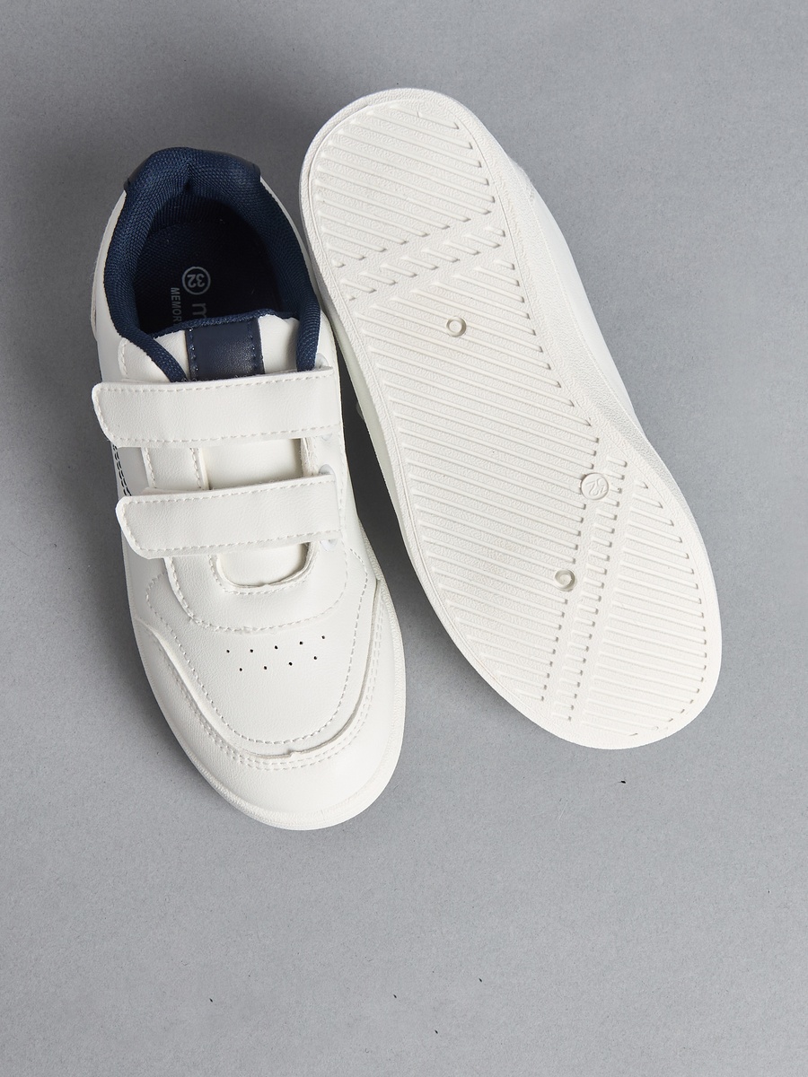 Panelled School Shoes with Hook and Loop Closure