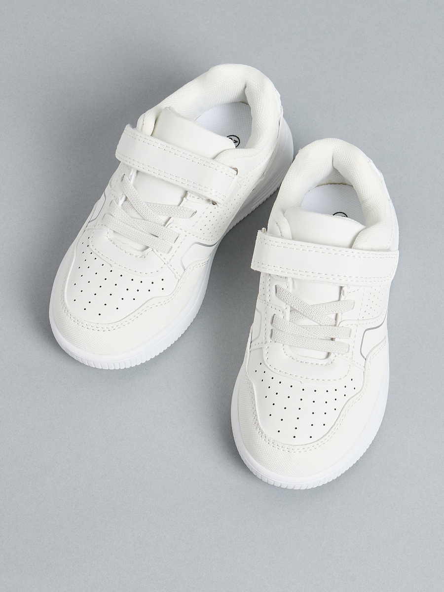 Perforated School Shoes with Hook and Loop Closure