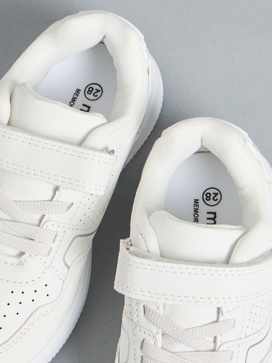 Perforated School Shoes with Hook and Loop Closure