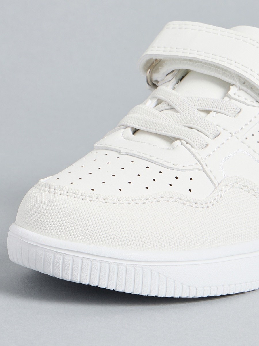 Perforated School Shoes with Hook and Loop Closure