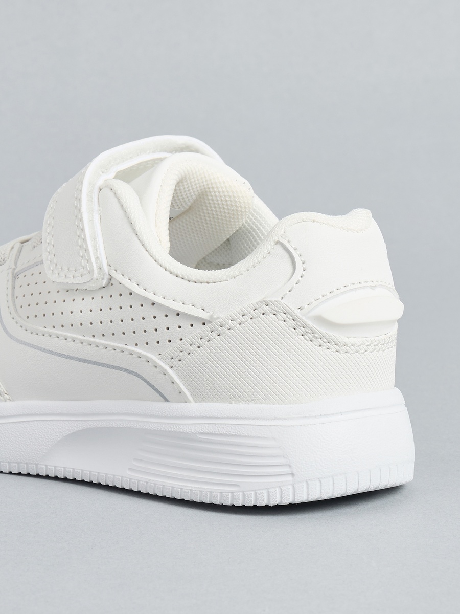 Perforated School Shoes with Hook and Loop Closure