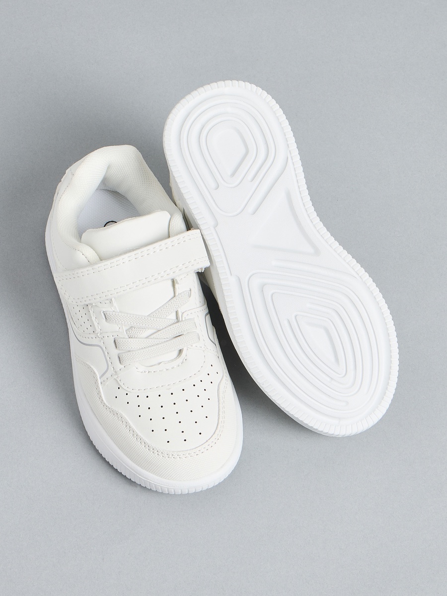 Perforated School Shoes with Hook and Loop Closure